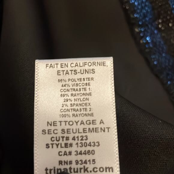 Trina Turk Long Sleeve Knit Mini Dress Blue and Black Metallic XS/S - Picture 6 of 6